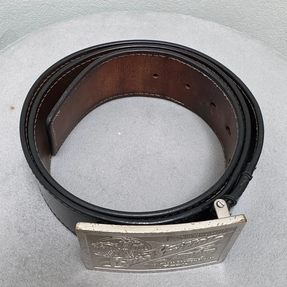 Louis Vuitton Black Belt with Engraved Silver Buckle size 95/38 - Picture 2 of 9